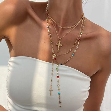 Saashi Vintage Cross Y Necklace