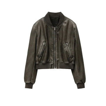 Saashi Vintage Leather Bomber Jacket