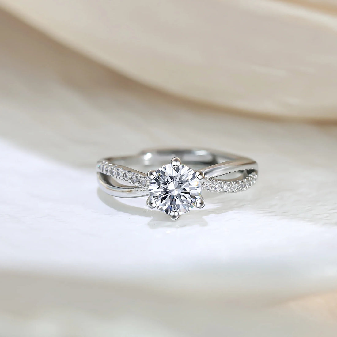 Saashi Solitaire Crisscross Engagement Ring