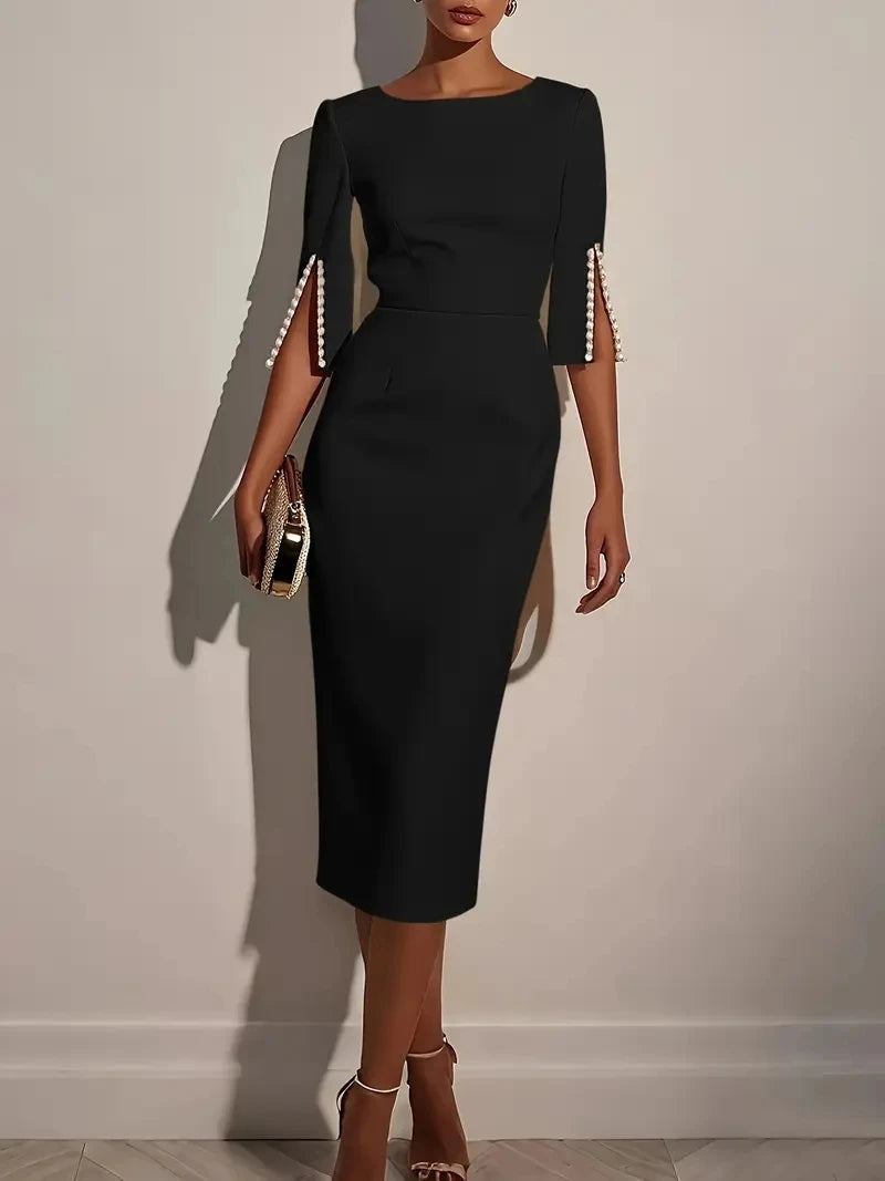Saashi Beaded Slim Fit Midi Dress