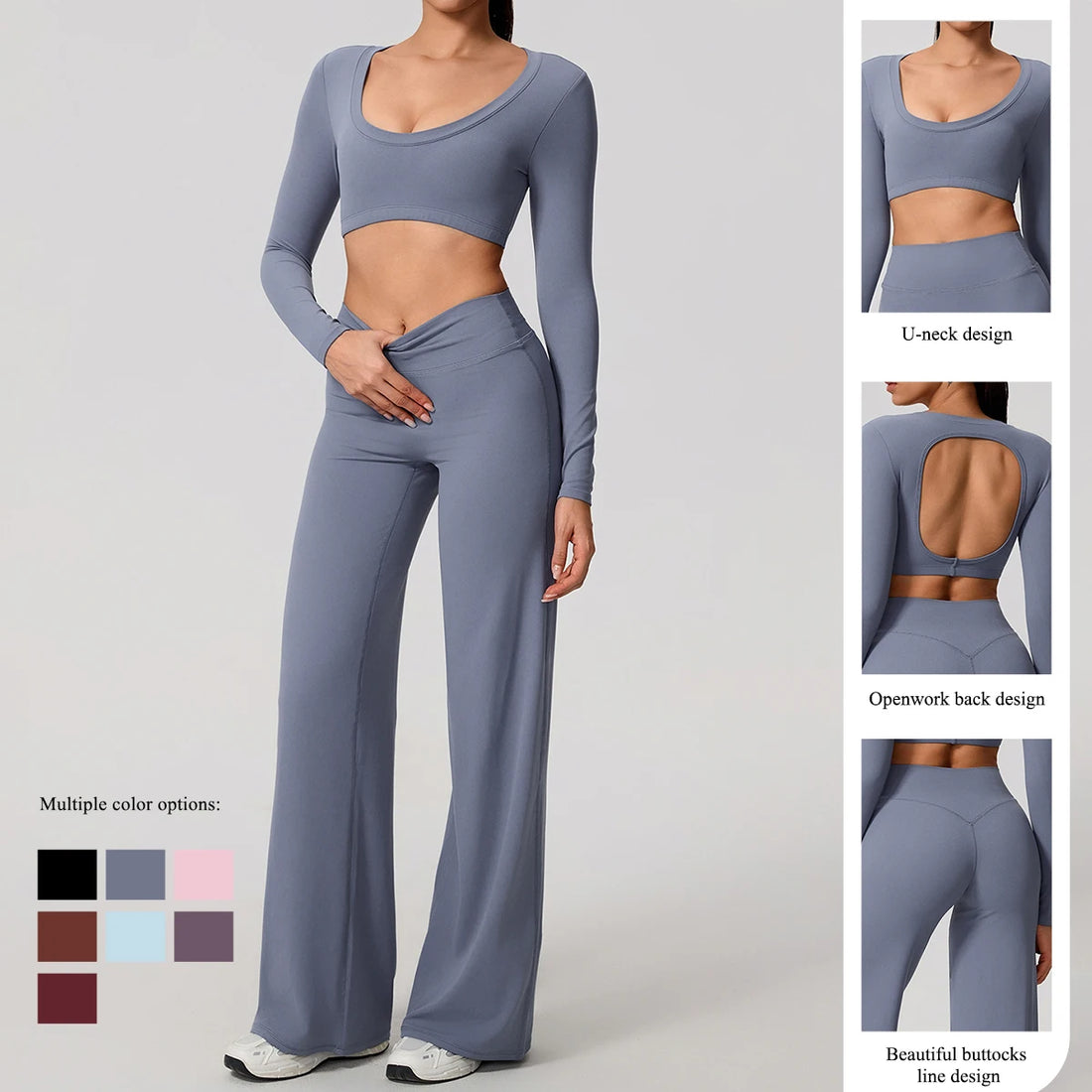 Saashi Women's Two Piece Backless Sportswear Set Breathable Gym Yoga Fitness Suit.