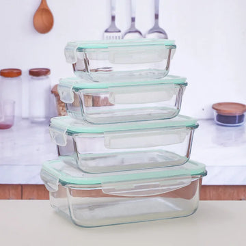 Saashi Glass Lunch Box Food Storage Container Meal Prep Airtight Microwave Oven.