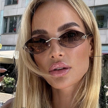 Saashi Retro Metal Diamond Frame Sunglasses