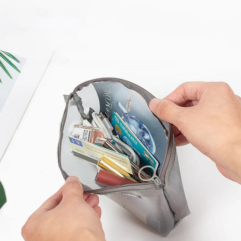 Saashi Travel Portable Mesh Visible Nylon Coin Bags Purse Large Capacity Toiletry.