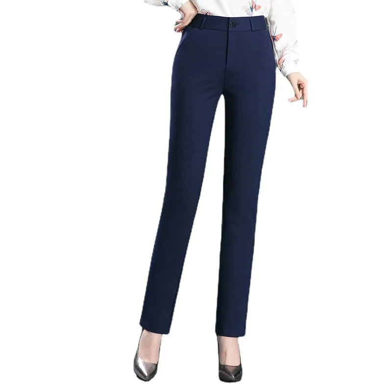 Saashi Stretch High Waist Trousers for Women – Casual Fashion Pants in Black, Khaki, and Navy Blue