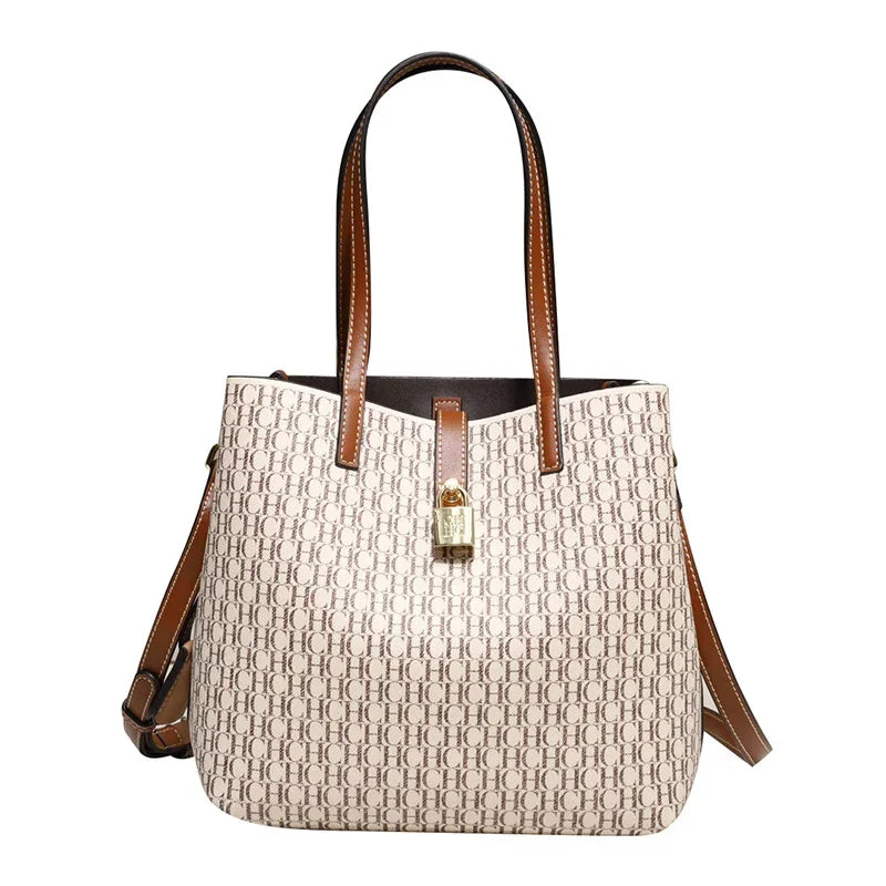 Saashi Women's CH Large Capacity High-end Versatile PU Letter Printed Crossbody Bag