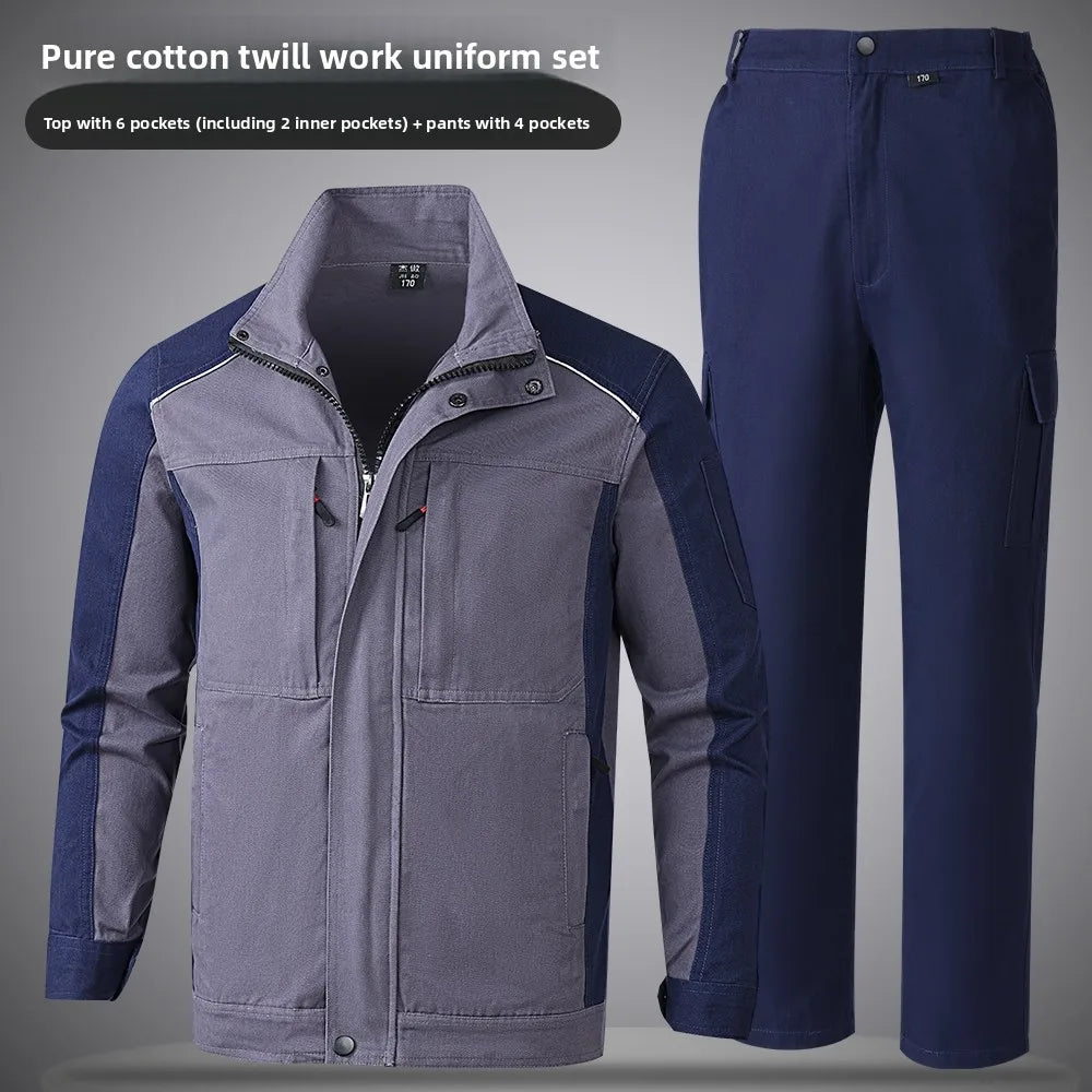 Saashi Labor Day Men’s Cotton Work Uniform Set – Flame-Resistant Welding & Heavy-Duty Construction Workwear