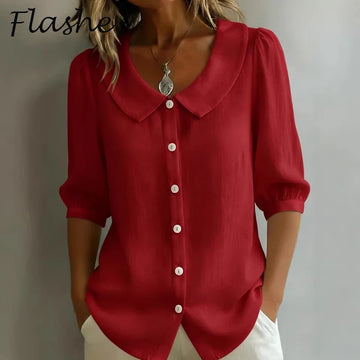 Saashi Casual Loose Cotton Blouse