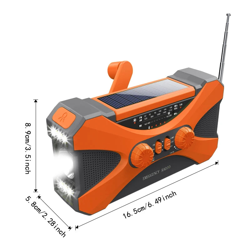 Saashi 10000mAh Emergency Radio Solar Hand Crank Portable AM FM NOAA Weather.