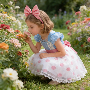 Saashi Girls Polka Dot Princess Dress with Hairband