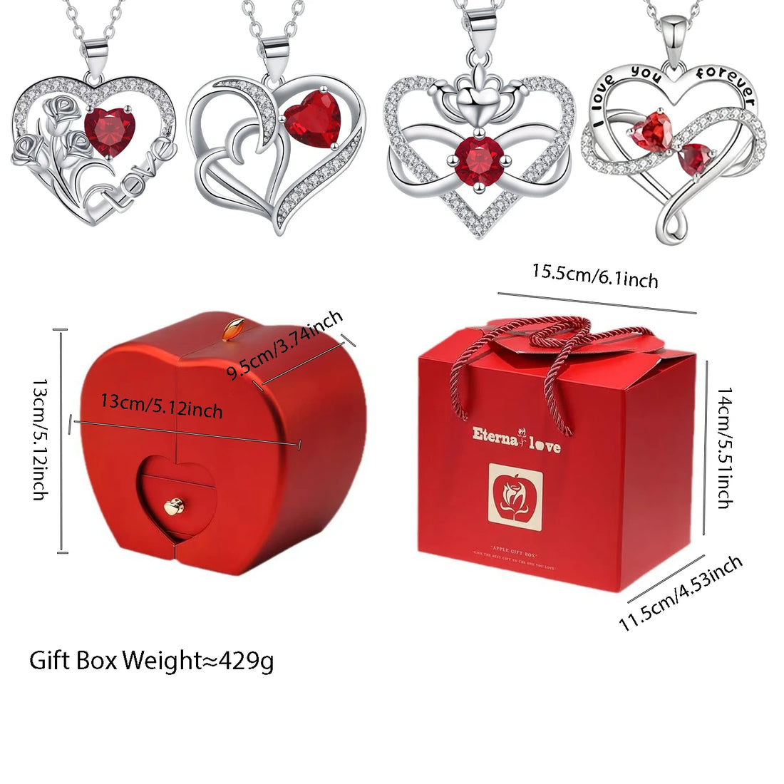 Saashi Zircon Pendant Necklace Gift Set