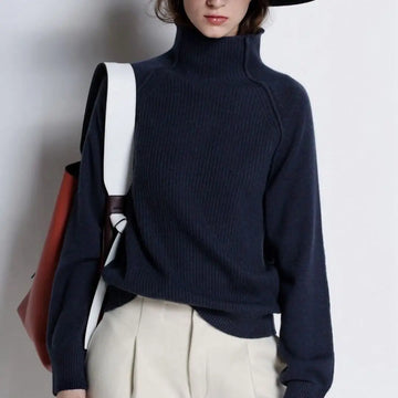Saashi Women Merino Wool High Collar Knitted Sweater