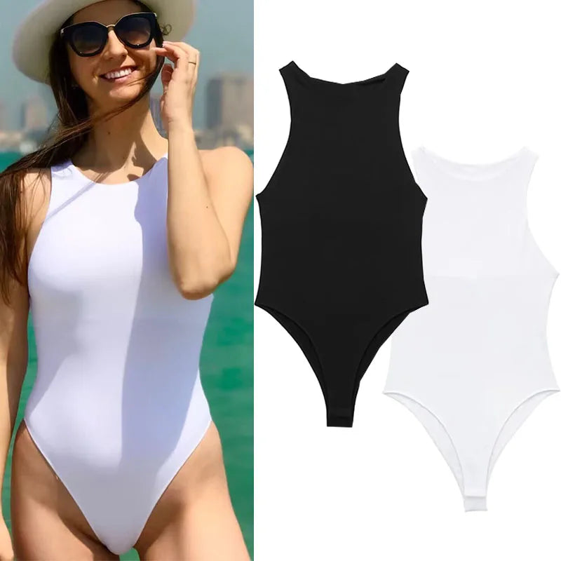 Saashi White Sleeveless Bodysuit
