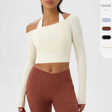 Saashi Off-Shoulder Long Sleeve Yoga T-Shirt