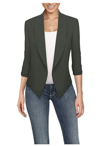 Saashi Women's Big Size Slim Solid Pocket Notched Spring Office Work Blazer.