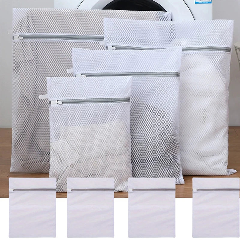 Saashi 10/5Pcs Mesh Laundry Bags Durable Structure Strong Zipper Underwear Delicate Clothes.