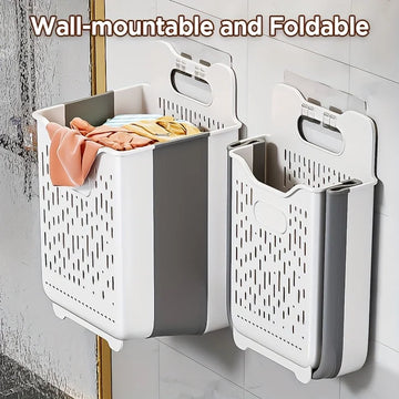Saashi Hanging Wall Collapsible Laundry Basket Hamper Handle Space-Saving Foldable Storage.