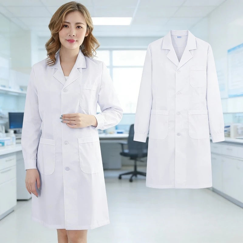 Saashi Labor Day Unisex Lab Coat – Long & Short Sleeve Doctor, Nurse & Student Clinic Uniform