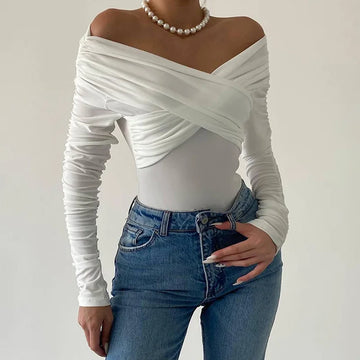 Saashi V-Neck Off-Shoulder Bodysuit