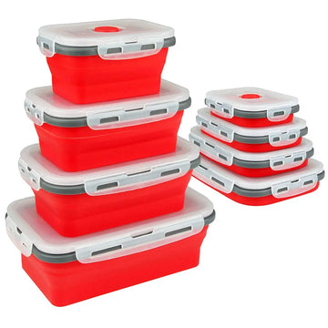 Saashi Collapsible Food Storage Containers Silicone Bowls Lids Meal Prep Lunch Picnic.