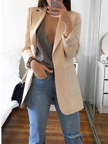 Saashi Women's Europe United States Fashion Lapel Slim Fit Cardigan Suit Jacket.