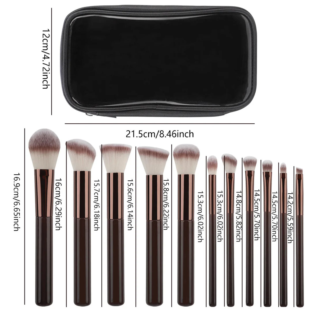 Saashi 11pcs Solid Wood Handle Makeup Brush Set Bag Three Color Loose.