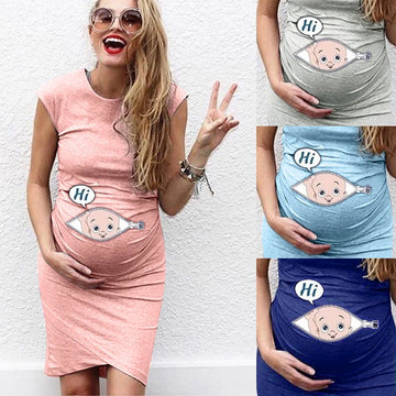 Saashi Women's Cute Casual Maternity Dress, a Loose Plus Size Fit for Pregnancy