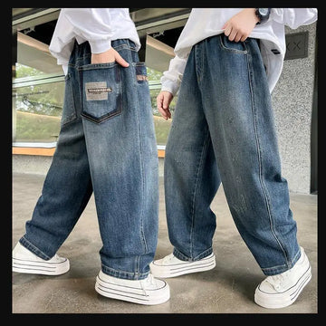 Saashi Boys’ Vintage Baggy Wide-Leg Denim Jeans