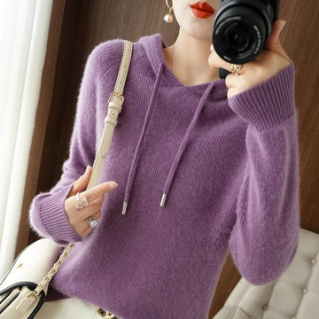 Saashi Women's Hooded Cashmere Knit Sweater