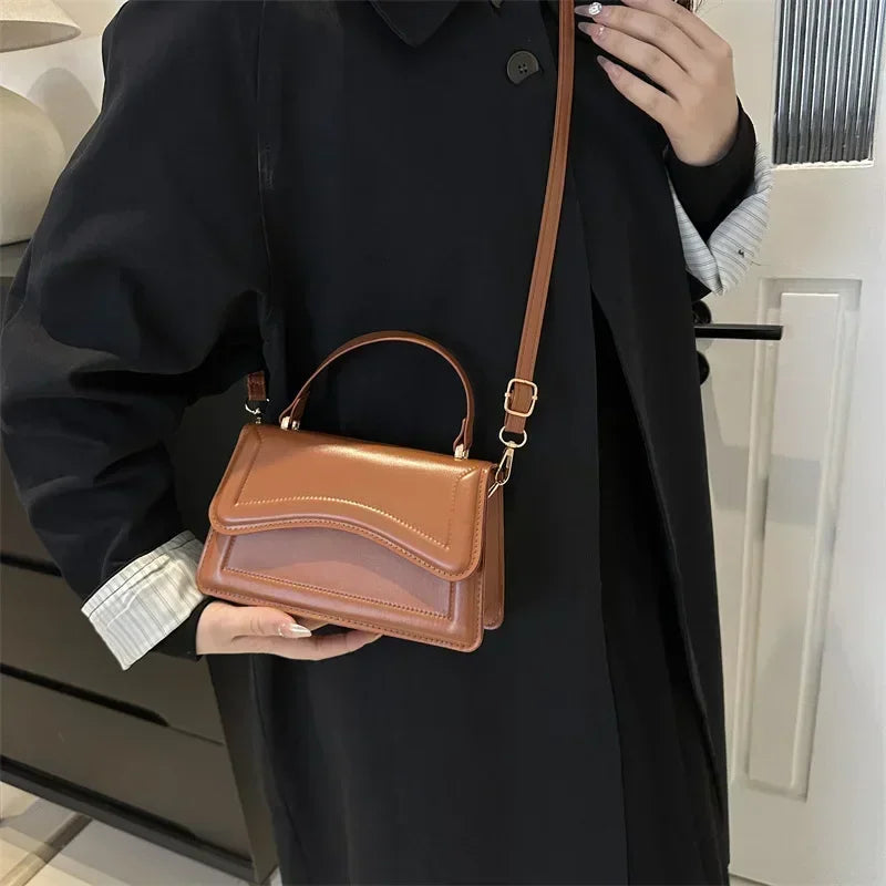Saashi High Quality PU Leather Handbag Solid Color Shoulder Crossbody Messenger Small Tote for Women