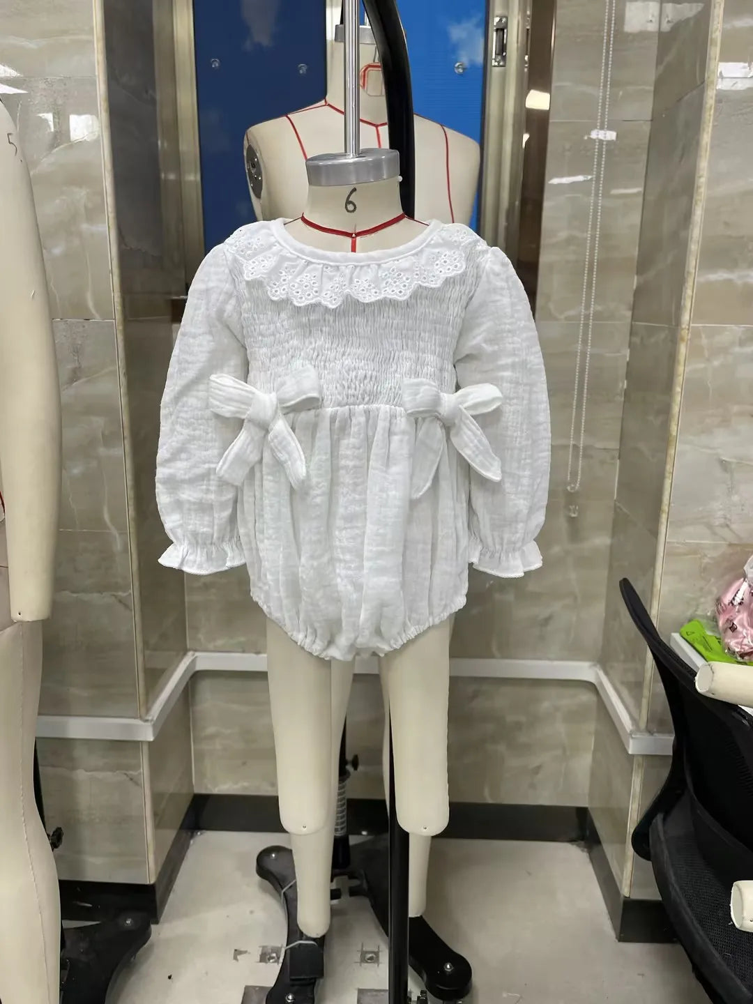 Saashi Infant Girl Outfit with Bow Headband and Puff Romper