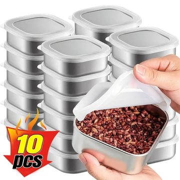 Saashi Stainless Steel Food Storage Containers Square Leakproof Refrigerator Fruit Vegetable Fresh.