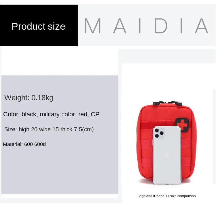 Saashi Tactical First Aid Kit - Portable Medical Bag for Hiking & Travel