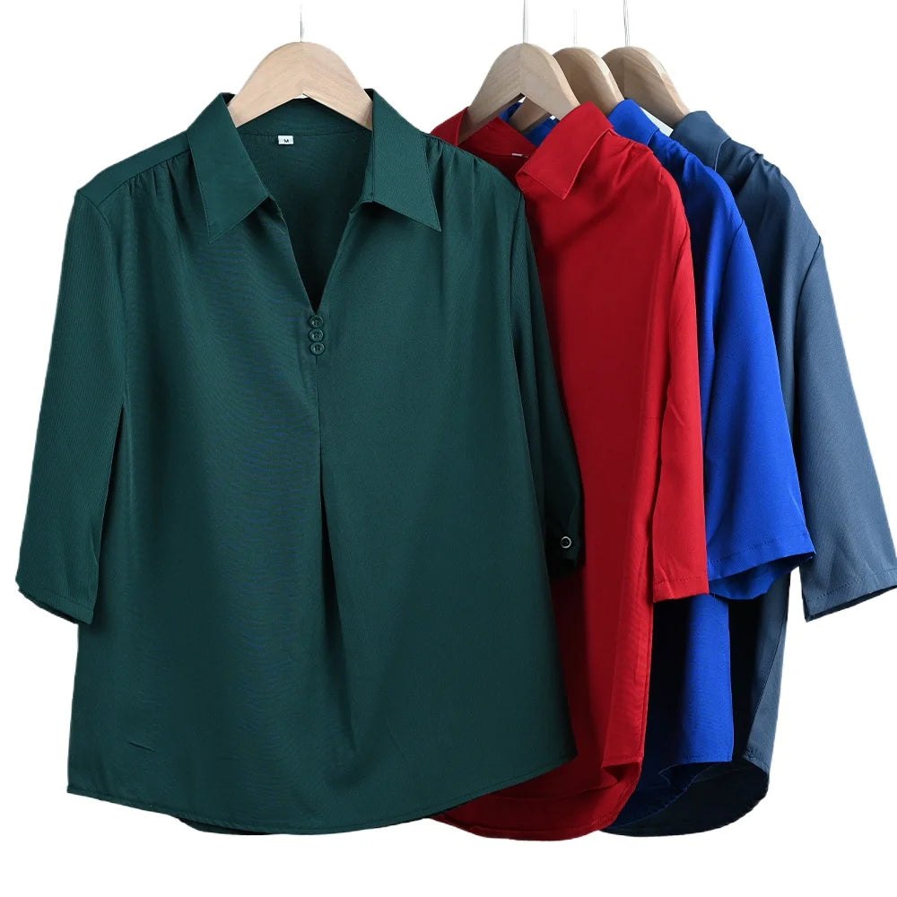 Saashi Elegant Mid-Aged Women’s Casual Loose Half Sleeve T-Shirt