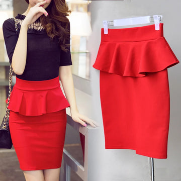 Saashi Women's Ruffles Slim Stretch High Waist Pencil Skirt Fashion Party Wear