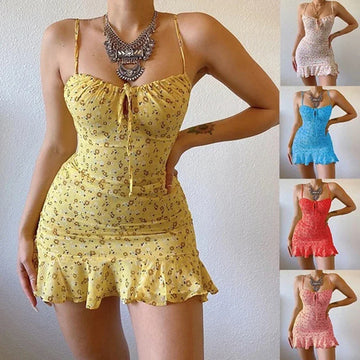 Saashi Women's Sexy Casual Home Small Floral Camisole Summer Comfortable Dress