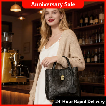 Saashi Embossed Letter Print Tote Bag