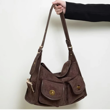 Saashi Suede Double Pocket Shoulder Bag