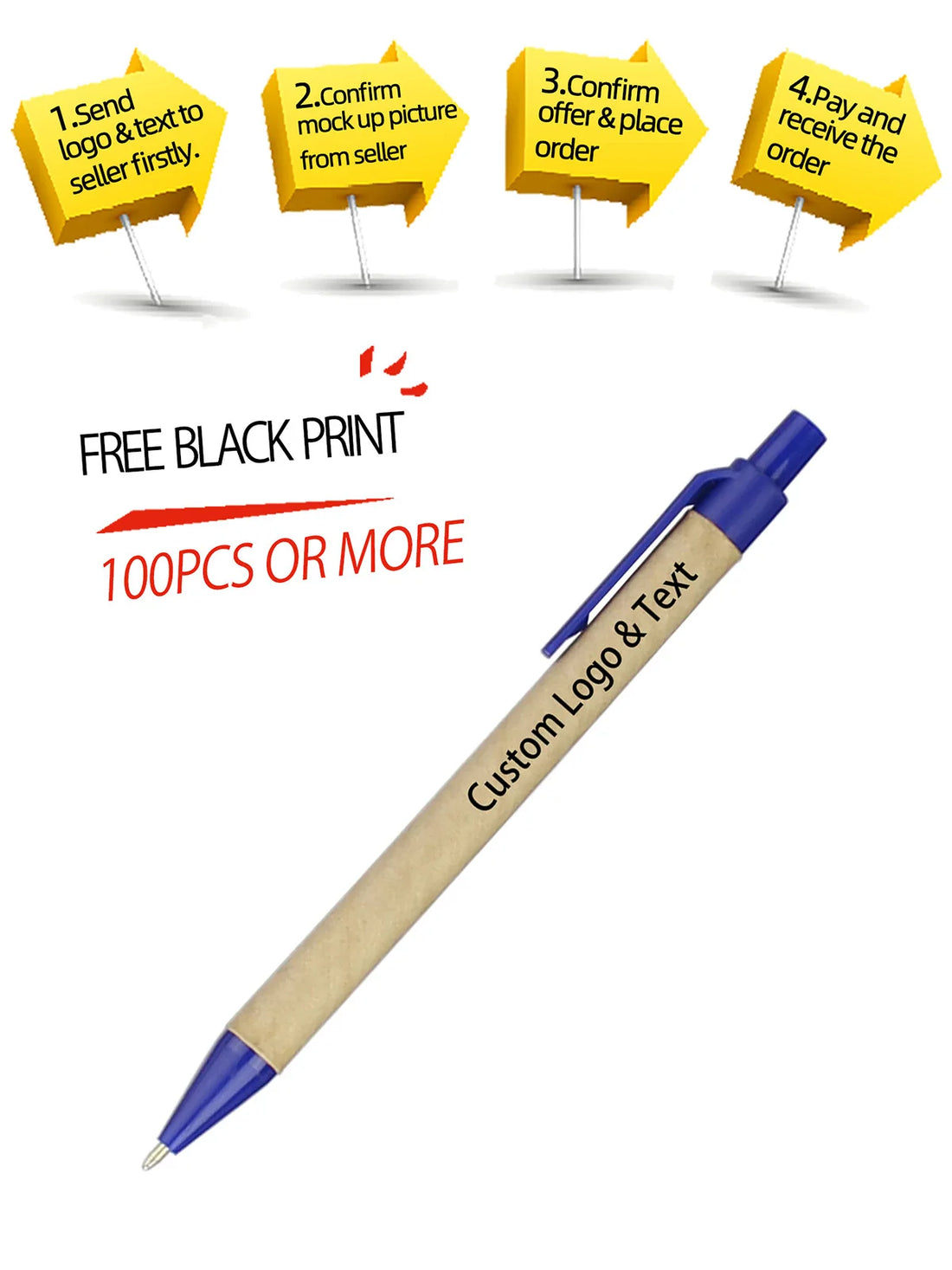 Lot 100pcs ECO Paper Ball Pen Black Ink Ballpoint Green Concept Custom pen Promotion Logo Gift Giveaway Personalized Pen Freebie