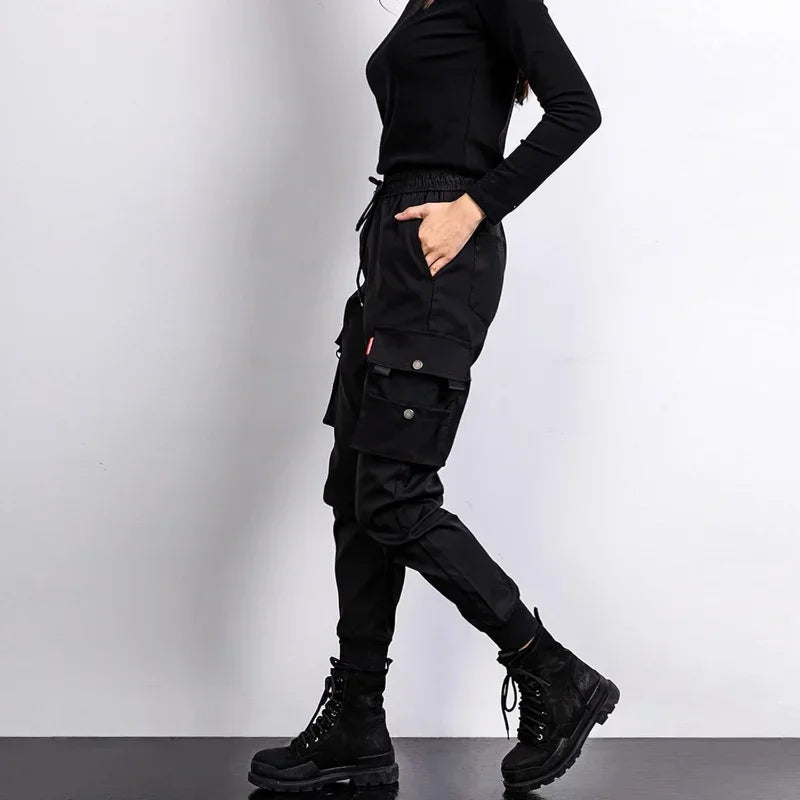 Saashi Black Slim Fit Work Pants for Women Elastic Ankle-Length Versatile Office Casual Trousers