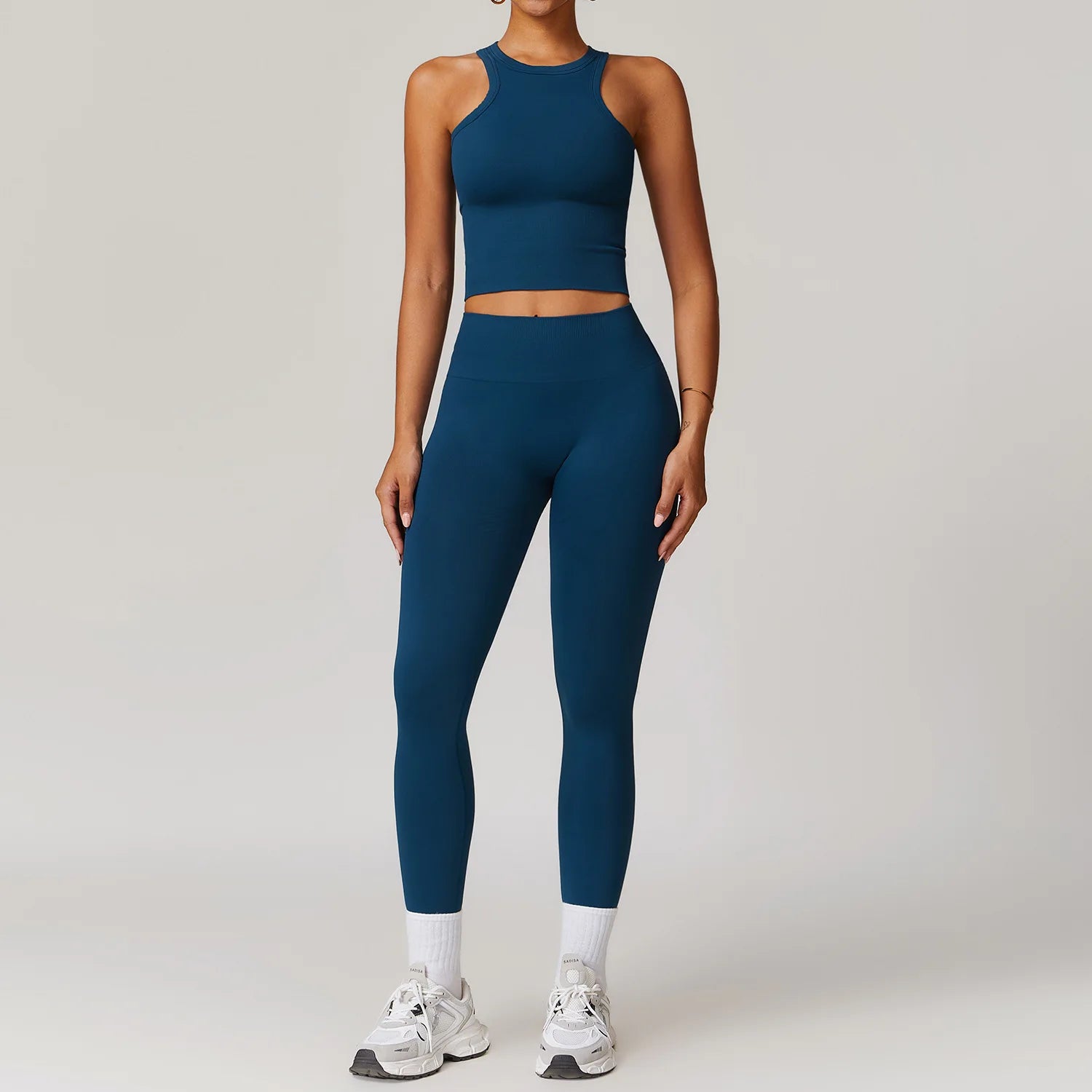 Saashi 2-Piece Seamless Yoga Set for Women with Sports Bra and Leggings Gym Fitness Tracksuit