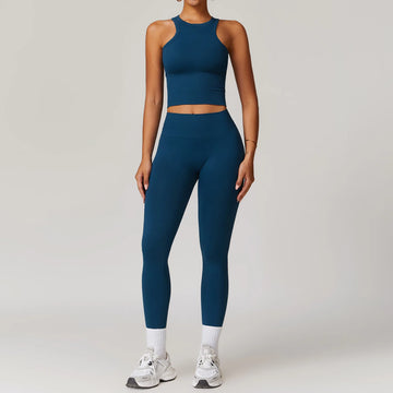 Saashi 2-Piece Seamless Yoga Set for Women with Sports Bra and Leggings Gym Fitness Tracksuit