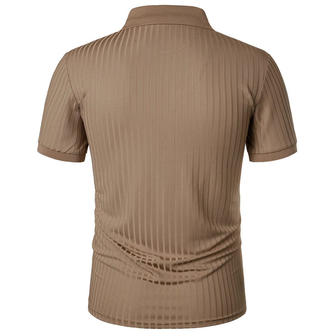 Saashi Men's Summer High Stretch Vertical Slim Knit Running Sport Polo Shirt.