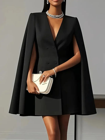 Saashi Double-Breasted Cloak Suit Dress