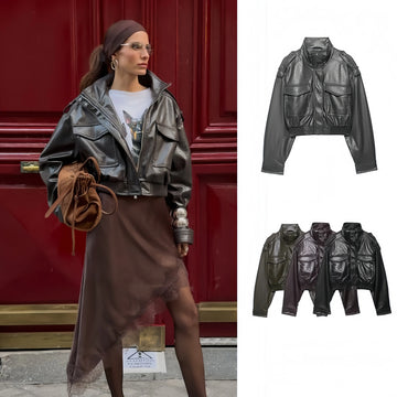 Saashi Vintage Leather Moto Jacket