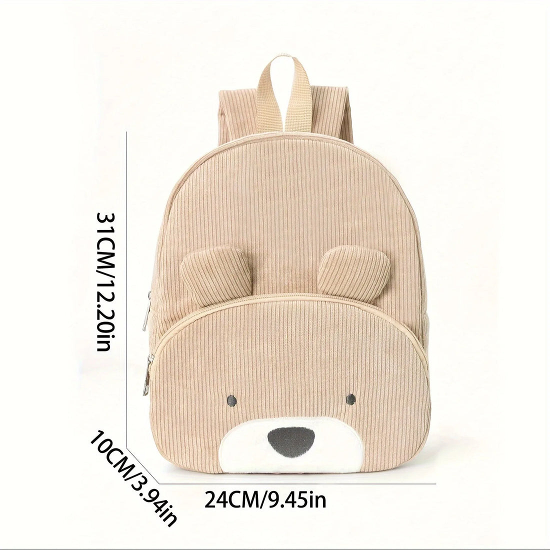 Saashi Cross-border Explosion Cute Bear Backpack Corduroy Primary School Bag Fashion Casual.