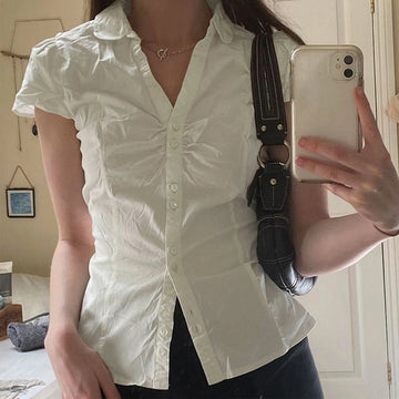 Saashi Summer Shirring Button Shirt