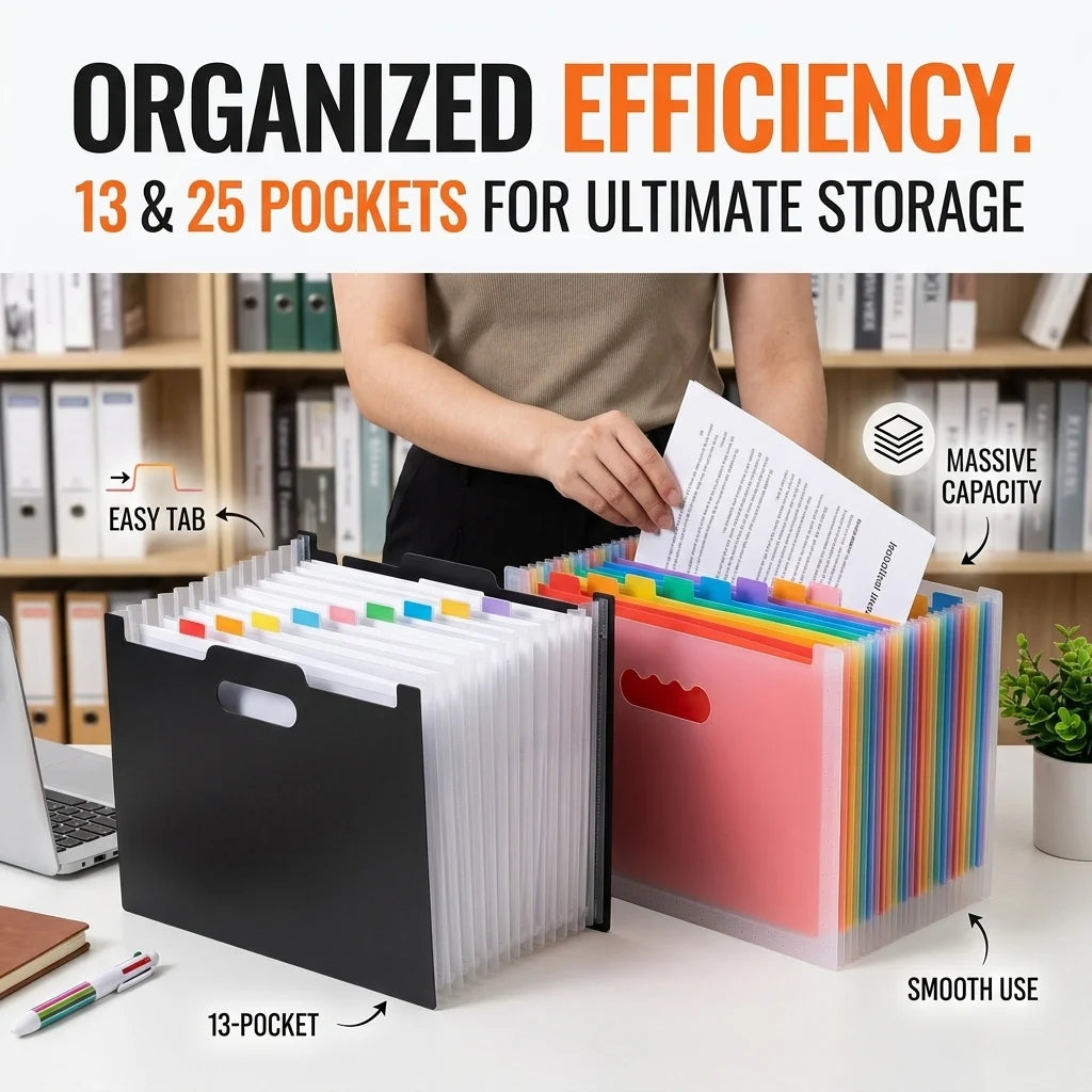 Saashi Labor Day Expanding File Folder – 13/25-Slot Large-Capacity Accordion Organizer for Documents, School & Office