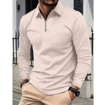 Saashi Men's Fashionable T-shirt Collar Polo Golf Letter 3D Printing Long Sleeve.