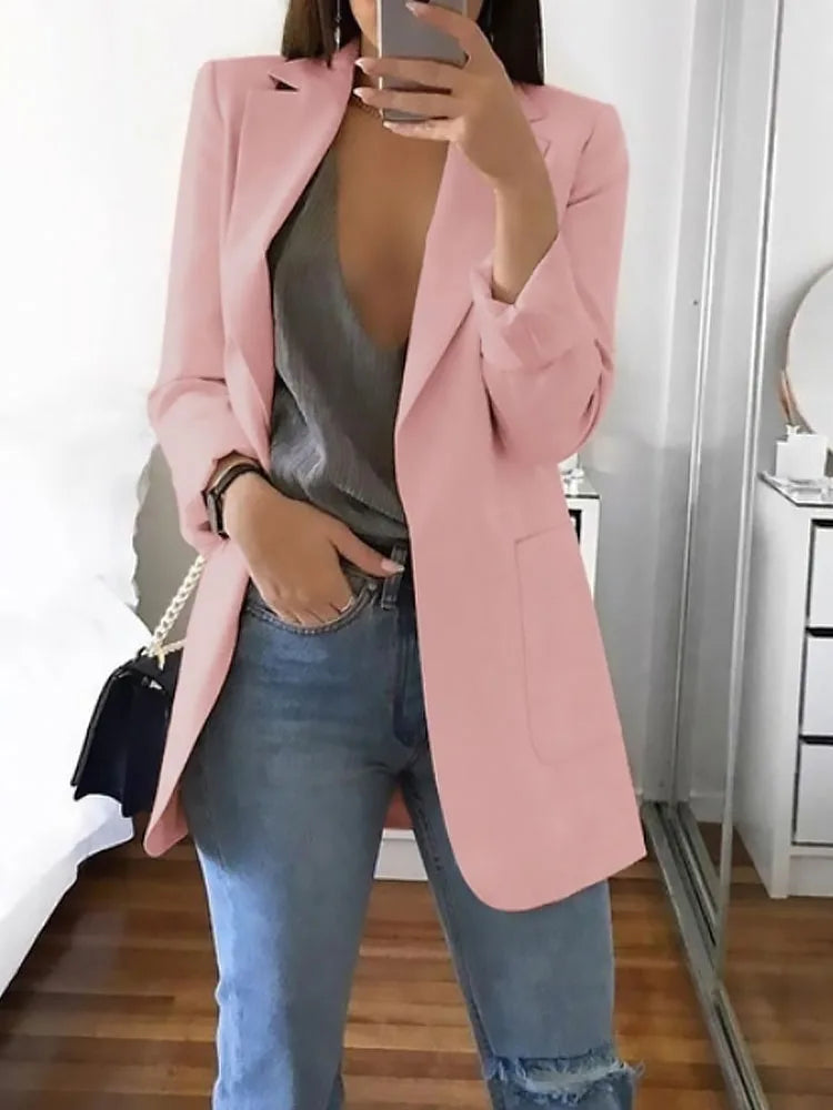 Saashi Women's Europe United States Fashion Lapel Slim Fit Cardigan Suit Jacket.